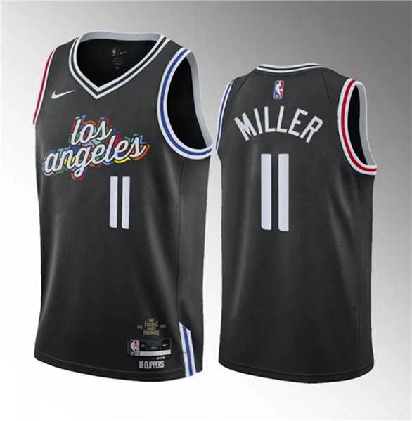 Men%27s Los Angeles Clippers #11 Jordan Miller Black 2023 Draft City Edition Stitched Jersey Dzhi->indiana pacers->NBA Jersey
